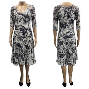 Komarov Geometric Printed V-neck Dress Size S